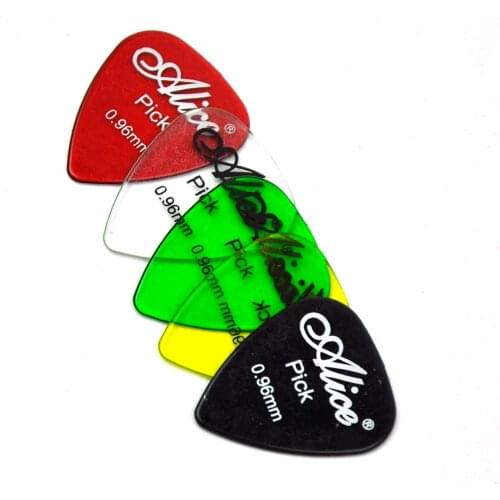 Lots of 100pcs Alice AP-H 0.96mm Glossy Clear Transparent PC Guitar Picks Mixed Colors
