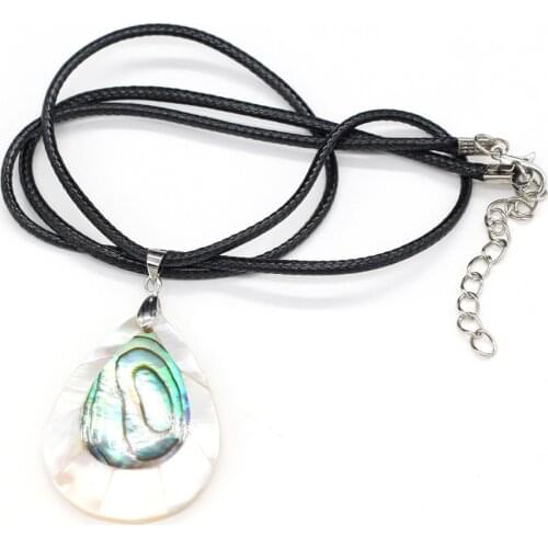 Natural Shell Pendant Necklace Exquisite Waterdrop Abalone Shell White Black Shell Charms Wax Thread for Women Jewelry Necklace