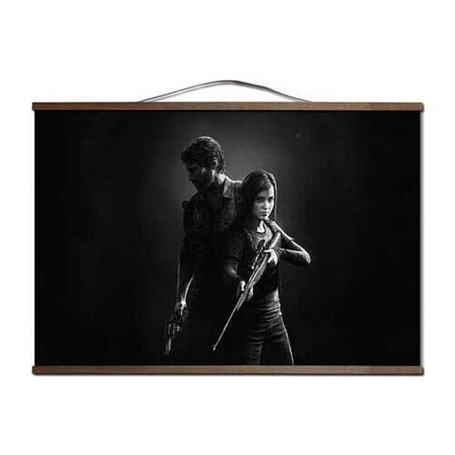 The Last Of Us game Art Canvas poster decoration painting with solid wood hanging scroll