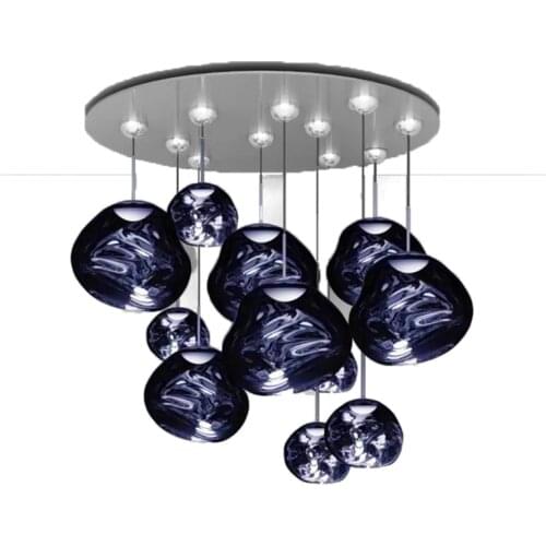 Postmodern Blue Glass Chandelier Lustre Led Lava Chandelier Living Room Interior Lighting Hang Lamp
