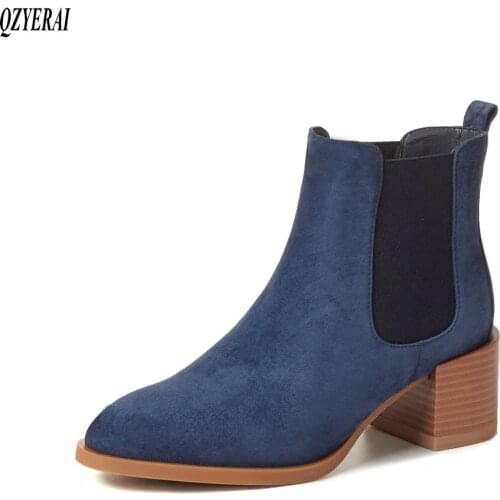 QZYERAI New style Genuine leather Fashion boots Female boots Womens boots High heels black cowhide Womens shoes Size 34-40