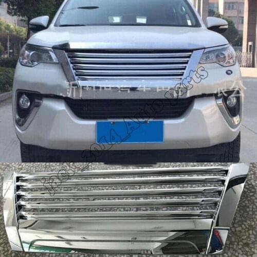 Silver ABS Chrome Front Grille Grill Fit 1pcs For Toyota Fortuner SUV 2016-2017