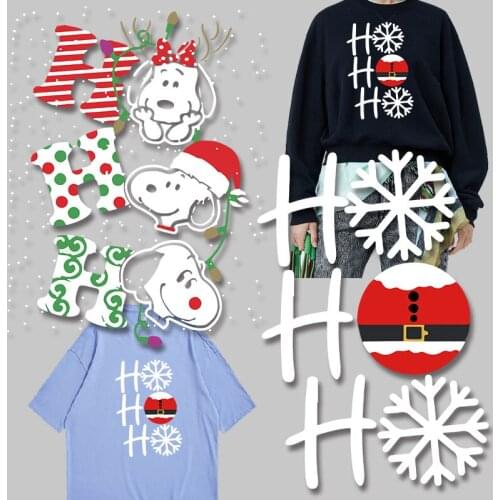 Chirsmas Festival Colorful pattern Stickers on fabric Chest badges Patches for Kids Clothing Jacket Iron-on Transfers