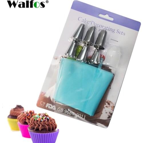 Silicone Icing Piping Cream Pastry Bag with 6pcs Stainless Steel Nozzle Sets Cake DIY Decorating Baking Tool Bakeware