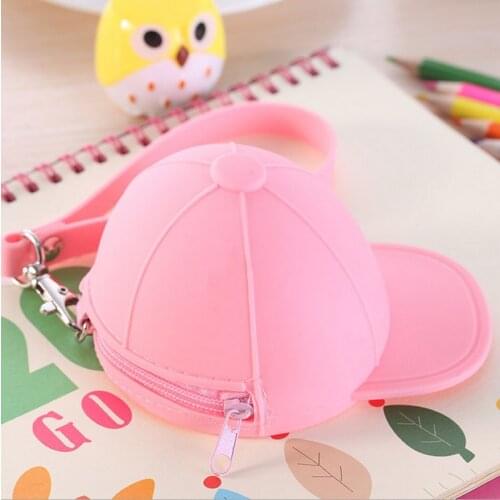 Silicone ladies coin purse key case cute baseball cap coin purse zipper girl USB cable earphone storage bag employee benefits