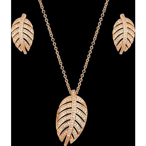 Vankeliif brand Simple leaf shape necklace and earrings womens jewelry set with zircon micro-inlaid fashion jewelry best gift
