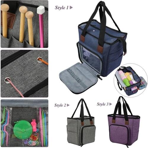Knitting Needles Sewing Set DIY Storage Bag Crochet Hooks Thread Yarn Storage Bag DIY Organizer Holder Wool Crochet Hooks
