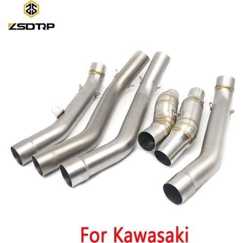 ZSDTRP Motorcycle Exhaust Middle Pipe Stainless Connecting Tube For Kawasaki Z750 Z800 Z1000 ZX6R ZX10R 2007-2016