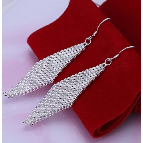 925 Jewelry Silver Color Wholesale Free Shipping Earrings For Women Ladder Earrings/aczaiuga Acyaiufa LQ-E061