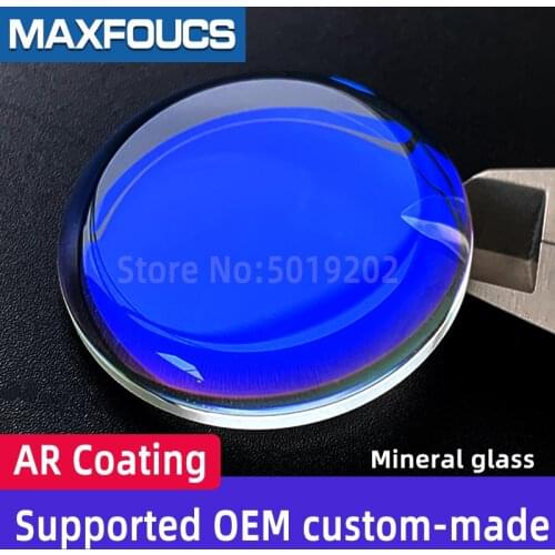 Mineral glass Blue AR-Coating Customized Watch glass parts Optical Class flat single double Dome Factory wholesale Support OEM