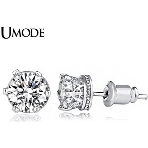 UMODE Beautiful Brincos Female Rhodium color AAA CZ Piercing Stud Earrings Jewelry For Women Luxury Bijoux AUE0159