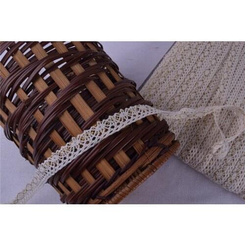 50Yards Golden cotton Crochet lace Ribbon For Garment Accessories Decoration Sew On Guipure Lace Fabric wide 15mm