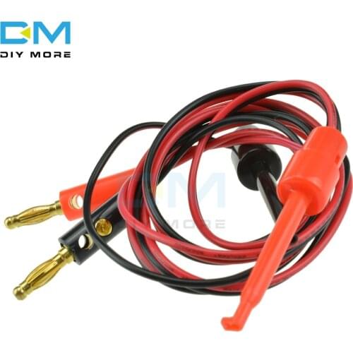 1 Pair Small Test Hook Clip to Banana Plug for Multimeter Test Lead Cable 1m Banana Plug Diameter 4mm Gold Plated