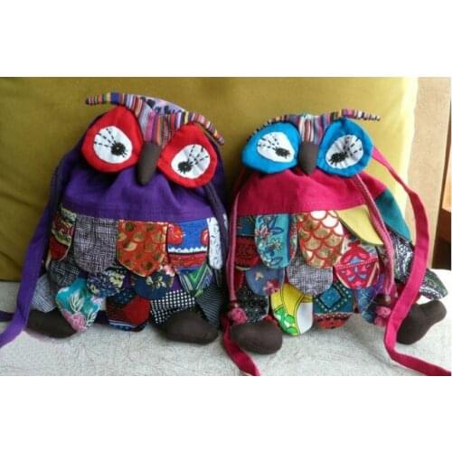 10pcs Baby OWl style colorful bag Modern Vintage Casual Bags boys handmade owl Backpack
