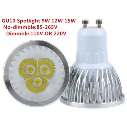 10pcs Cree GU10 led 9W 12W 15W GU10 led lamp Led Spotlight AC85-265V CE/RoHS Warm/Pure/Cool White,Free Shipping