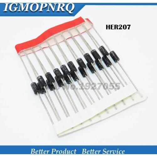100 PCS/Lot HER207 HER207 Rectifier Diode 800v2a DO-15 wholesale DIP electronic components
