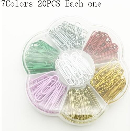 140pcs 7 Colors Mini Paperclips Office Simple Easy Plain Paper Clips 29mm School Stationery Supplies Accessories Organizer