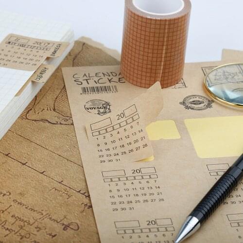 2 Sheets 2020 2021 Kraft Paper Handwritten Calendar Notebook Index Sticker Label Daily Schedule Planner