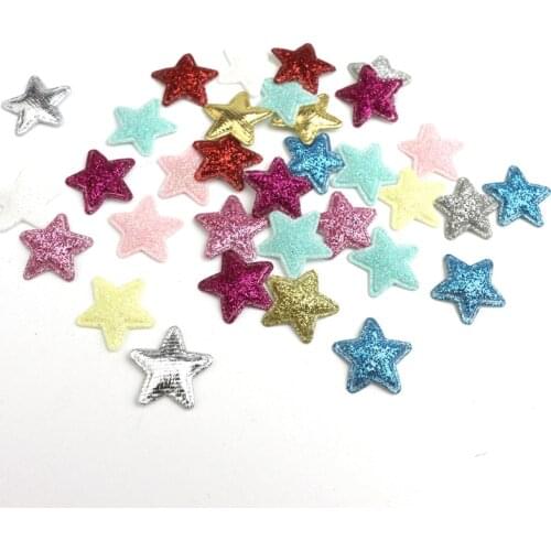 200Pcs 1.8cm Glitter Stars Cute Padded Appliques Kids Hair Pin Accessories Materials Ornaments DIY Craft Phone Shell Patch Decor