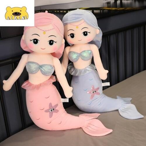 AIXINI Cloth Doll Kawaii Plush Mermaid Plush Toys Cute Plushie Soft Animal Pillow Stuffed Toy Princess Dolls Girls Birthday Gift