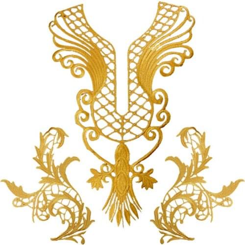 New Gold and Silver Pattern Embroidery Applique Handmade DIY Fashion Decoration Embroidery Embroidery Accessories Sewing Tools