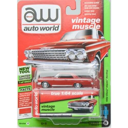 Auto World AW Cars 1962 Chevy Impala SS Vintage Muscle 1/64 Scale Collection Metal Diecast Model Cars Toys