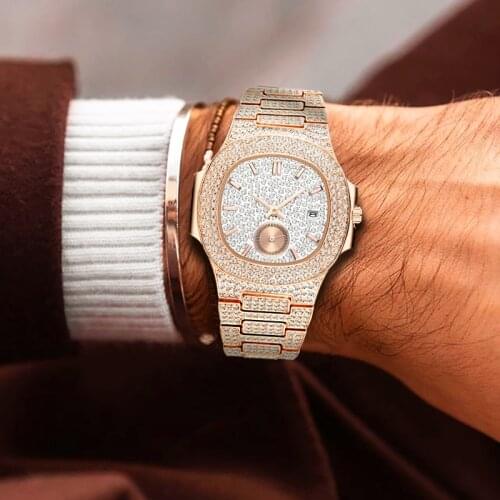 Patek Watch Nautilus Rose Gold Mens Watches Top Brand Luxury Classic Watch Male Waterproof Baguette Diamond Dial Sports Watches