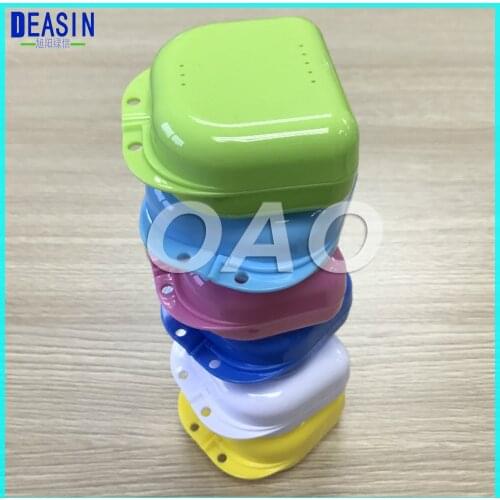 Random Colors Denture Bath Appliance False Teeth Box Storage Case Rinsing Basket