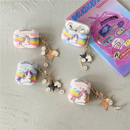 Cute Dream Unicorn Keychain Case for AirPods Earphone Cases for Apple Airpods 1 2 Pro Bluetooth Headphones Protective Cover