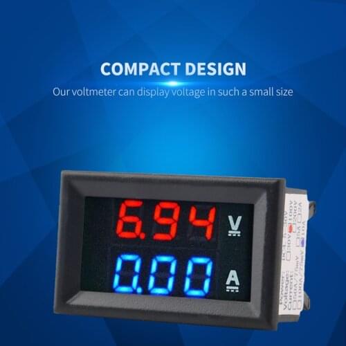 DC 100 V 10A Voltmeter Ammeter Blue + Red LED Digital Voltmeter Gauge Amp Dual Voltage Current For Home Tool Use