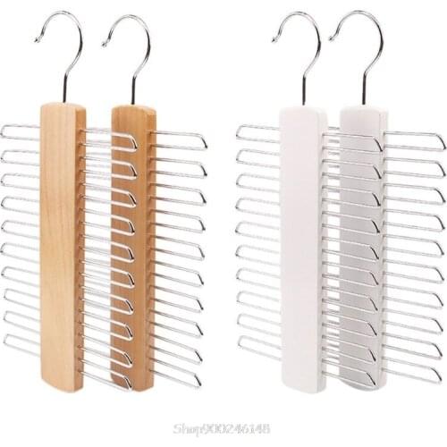 Wooden 20 Bar Tie Rack Hanger - Scarf, Belt, Accessory Organiser N09 20 Dropship