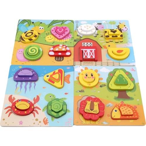Children Puzzle Pairing Board Wooden Early Childhood Baby Intellectual Development Cognitive Educational Toys Learning Toys