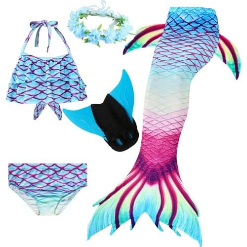Swimmable Children Mermaid Tails With Monofin Fin Bikinis Set Swimsuit Mermaid Tail Cosplay Costume for Girl Zeemeerminstaart