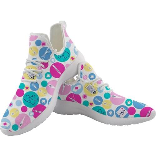 Jackherelook Nursing Shoes Knit Sneakers Healthcare Madic Pattern Spring/Autumn Lace up Mesh Flats Footwear Zapatos de Mujer