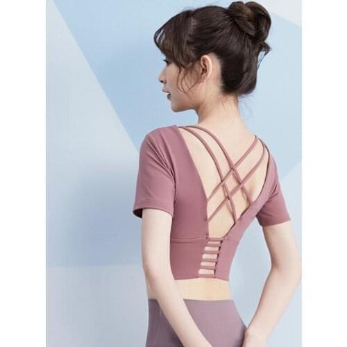 Yoga Crop Top Short Sleeve Female Summer T-shirt Tights Outdoor Running Sports Yoga Clothes Top Deportivo Mujer Camisetas