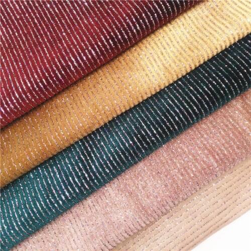 LEOsyntheticoDIY Glitter Stripes Velvet Soft Fabric Stretchable Polyester Fabric Sheets For Bows DIY A4 SIZE R142A