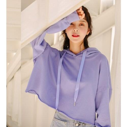 Early Autumn New 2019 Womens Short Hooded Spring and Autumn Thin Coat Korean Version of Loose Cotton Student Shirt Female