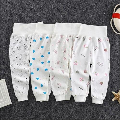 New Baby High Waist Pants Newborn Baby Boys Girls Cartoon Pants Trousers Infant Unisex Cotton Underwear Breathable Leggings