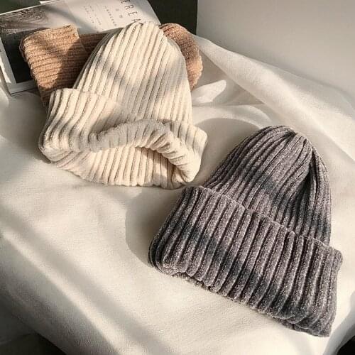 New Knitted Chenille Beanies Winter Warm Snow Soft Comfortable Skullies Beanie Cap Men Women Outdoor Causal Leisure Female Hat