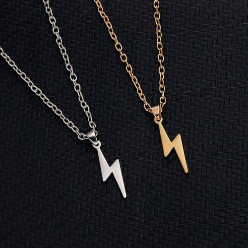 New Simple Stainless Steel Necklace Cute Lightning Pendant Necklace For Women Dainty Clavicle Chain Choker Jewelry Girls Gift