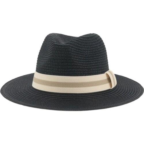 Women hats summer panama khaki black men caps sun hat straw belt classic formal gentlemen caps hats men women summer bucket hats