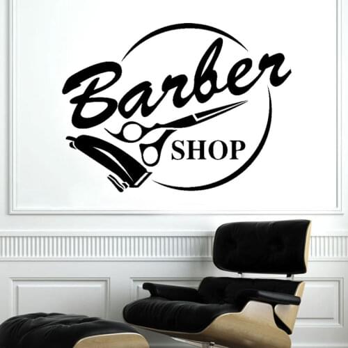Barber Shop Scissors Hair Salon Fashion Wall Stickers Vinyl Barbershop Sign Window Decals Removable Mural Interior Decor S163