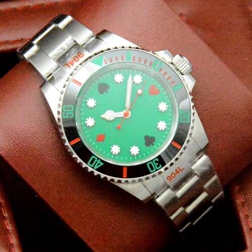 Peach Apricot Square Mechanical Watch Ceramic Bezel Stainless Steel Silver Case