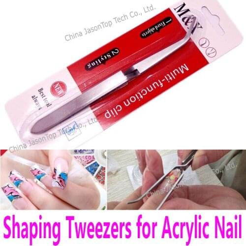 Stainless Steel Cross Action Tweezers Multi-Function Nail Clip Manicure Nail Art Tool Tweezer for Acrylic UV Gel Shaping Pinch