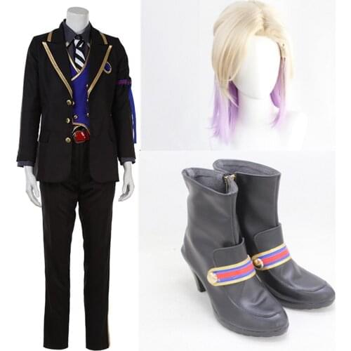 Full sets Twisted Wonderland Vil Schoenheit Cosplay Costume Coat Shirt Vest Pant Costumes +wig+shoes