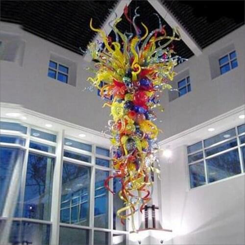 Simple Designed Blown Glass LED Chandelier Multicolor LED Hand Blown Glass Pendant Chandeliers