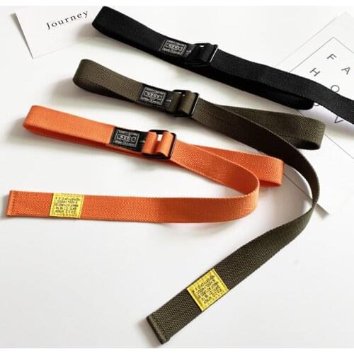 Casual Fashion Canvas Tactics Belts For Women Men Metal Plastic Buckle Waist Strap Jeans Trouser Female Students Waistband Youth