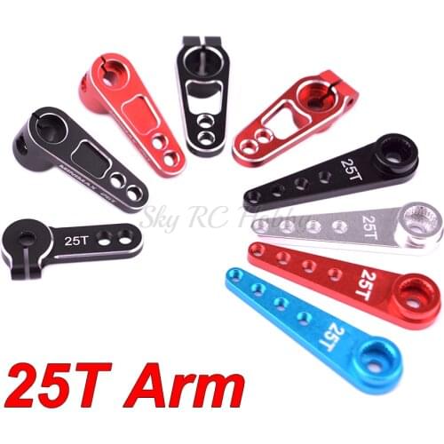 Aluminum Alloy 25T Steering Servo Arm Horn Black / Red / Blue / Silver Color for RC Car Crawler Toy Parts