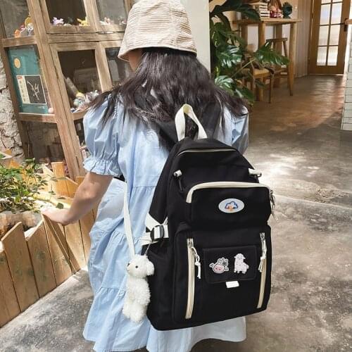 New Japanese Fashion Womens Backpack Nylon Waterproof University Bags For Girls Large Capacity Backpacks With Many Pockets