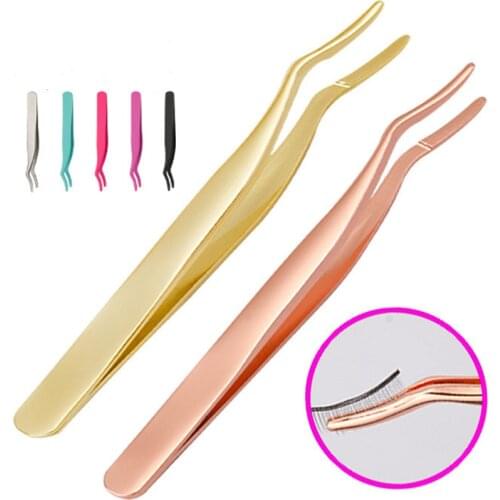 Stainless Steel Eyelash Eyebrow Tweezer Nipper Flase Eyelash Assistant Tools Face Beauty Makeup Tools E1151